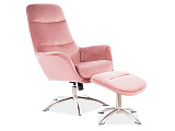 Комплект SIGNAL NIXON Velvet Bluvel 52 (кресло+подставка для ног) античный розовый