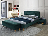 Кровать SIGNAL AZURRO Velvet Bluvel 78 зеленый/дуб 180/200