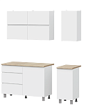 Кухонный гарнитур NN Мебель Токио (1600) Серия 3 Белый текстурный/Дуб Сонома