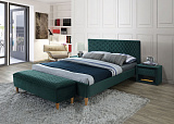 Кровать SIGNAL AZURRO Velvet Bluvel 78 зеленый/дуб 160/200