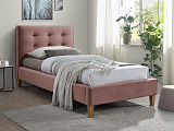 Кровать SIGNAL TEXAS Velvet Bluvel 52 античный розовый/дуб 90/200