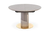 Стол обеденный HALMAR MUSCAT раскладной, серый мрамор/светло-серый/золотой, 120-160/120/76