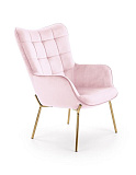 Кресло HALMAR CASTEL 2 светло-розовый/золотой